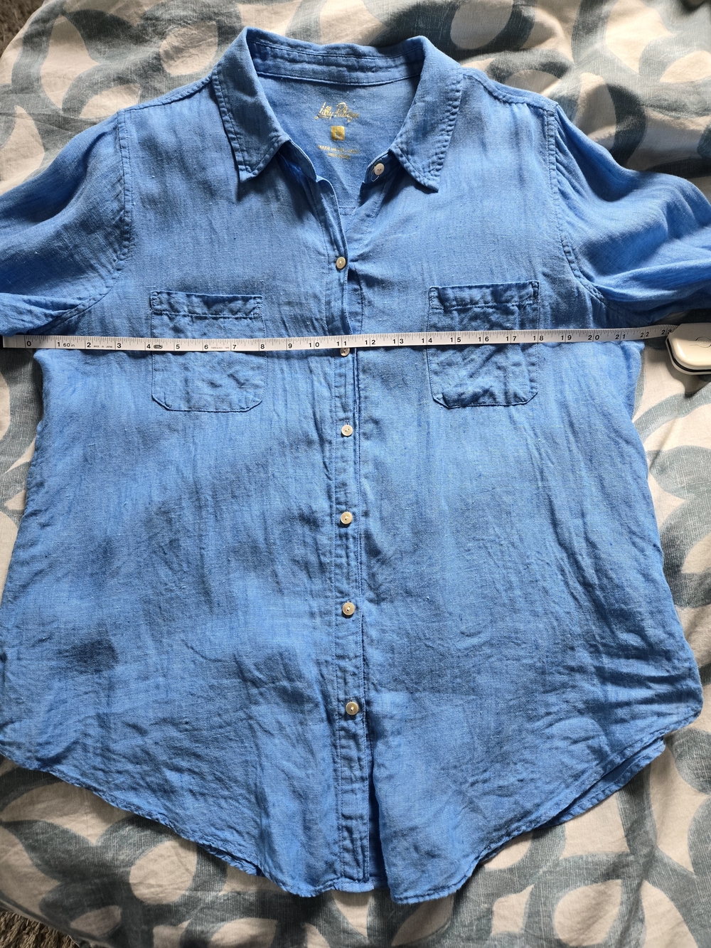 Lilly Pulitzer Women's Blue Linen Button-Up Shirt - Picture 7 of 10